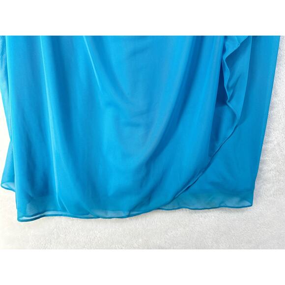 Davids Bridal Malibu Blue Maxi Long Sleeveless Dress Womens Size 14 STAINS AS-IS - Picture 8 of 16